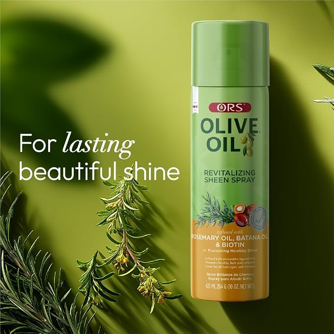 ORS Olive Oil Revitalizing Sheen Spray with Rosemary, Batana & Biotin Oil 10 Ounces (Pack of 3)