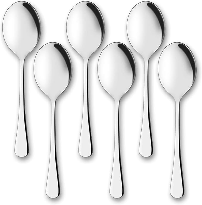 AOOSY Serving Spoons, 6 Pcs X-Large 9.8 In Stainless Steel Serving Spoon | Catering Spoons, Tablespoons for Buffet Banquet Flatware Kitchen Basics, Solid Serving Utensils
