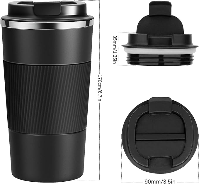 YINJOYI 17oz Travel Coffee Cups Insulated Mug Thermal Tumbler to Go with Lid Leak Proof Reusable Stainless Steel Coffee Mug Spill Proof for Hot and Iced Cold Drinks (Pink, 510ml)