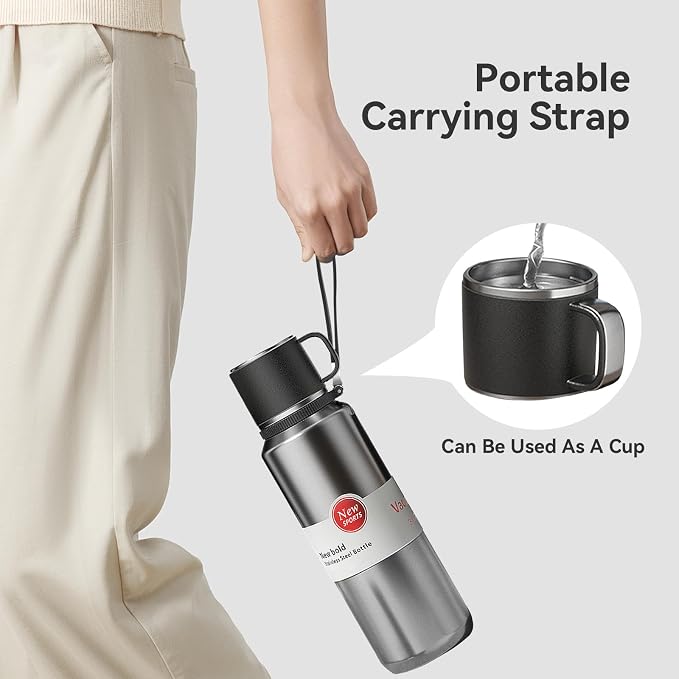 Stainless Steel Insulated Tea Infuser Bottle, Vacuum Insulated Water Bottle, Tea Tumbler with Separate Tea Compartment, 24-Hrs Insulation Commute Travel (Silver,32oz/1000ml)