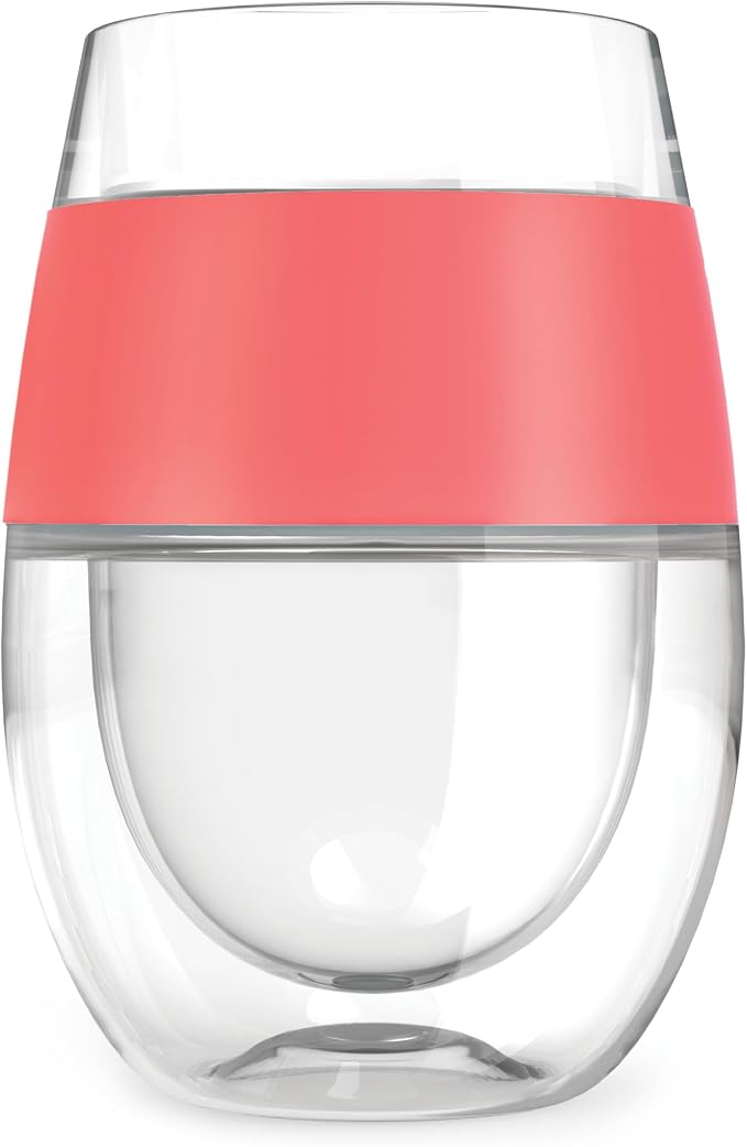 Host Freeze Plastic Wine Glasses for Red and White Wines, Gifts for Mom, Gifts for Women, Double Wall Insulated Wine Cooling Cups, Freezable Drink Chilling Tumblers, 8.5 oz, Set of 4, Assorted Colors