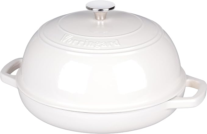Enameled Cast Iron Dutch Oven Pot with Lid, Bread Oven for Sourdough Bread Baking, Dutch Ovens with Bread Proofing Basket& Baking Supplies Set, 6 Quart, White