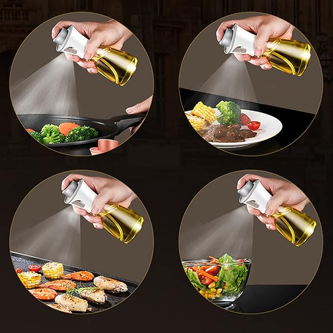 Oil Sprayer for Cooking, 6.09oz/180ml Glass Oil Dispenser Bottle Spray Lemon Juice Sprayer forSalad, Baking, Cleaning, Plants(white)