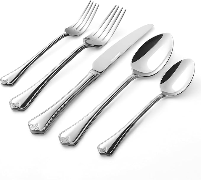 30-Piece Silverware Set, 18/10 Stainless Steel Flatware Set for 6 | Vintage Cutlery Set for Kitchen, Home, Wedding, Party, Mirror Polished and Dishwasher Safe, Featured Gifts