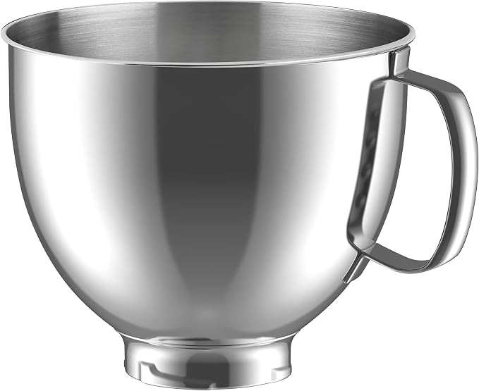 Stainless Steel Mixer Bowl for KitchenAid Artisan & Classic Series 4.5 Quart / 5 Quart Tilt-Head Stand Mixers, KSM150 Stainless Steel Bowl Replacement, Mixing Bowl for KitchenAid, Silver | Mixing Bowl Compatible with KitchenAid 4.5-5 QT Artisan Tilt-He...