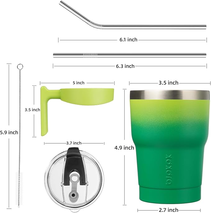 BJPKPK 10 oz Mini Tumbler with Lid, Straw & Handle, Insulated Steel Cup | Small, Spill Proof, Leak Proof, Thermal, Double Wall Vacuum, Sweatproof, Dishwasher Safe, BPA Free, Bamboo Grove