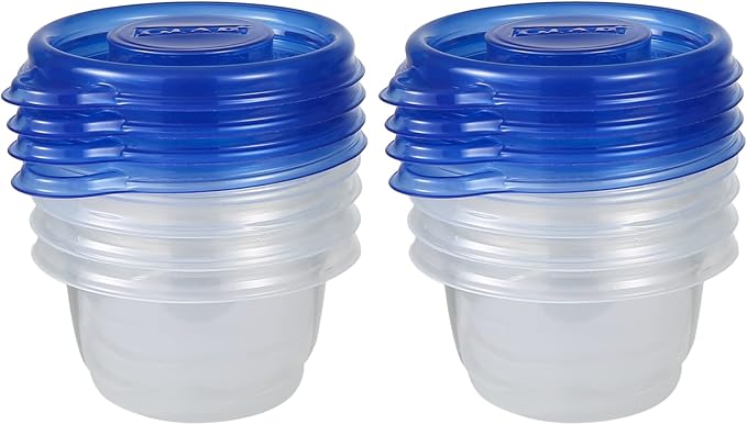 Glad GladWare Mini Round Food Storage Containers, 4 Oz, 8 Count | BPA-free, lock-tight seal for snacks, portion control, and on-the-go; reusable and stackable