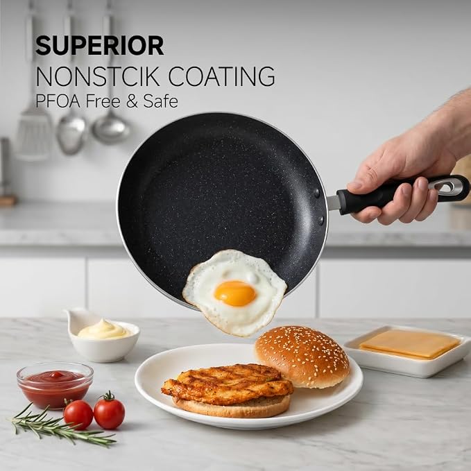Frying Pan 3-Piece Set, Nonstick Skillet Set for Induction Cooktop, Frying Pan Nonstick 8 Inch+9.5 Inch +11 Inch (Black)