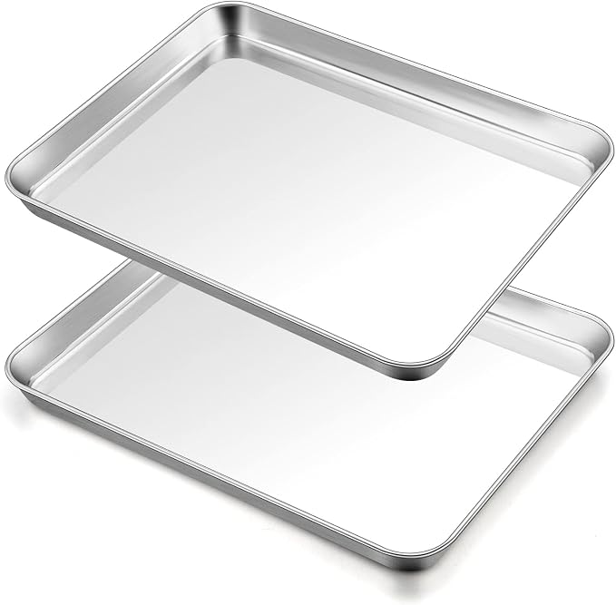 TeamFar Baking Sheet, 17.6"x 13"x 1" Stainless Steel Large Cookie Sheet Pan | Set of 2, Half Sheet Baking Pans Trays for Roasting/Cooking, Non-toxic & Healthy, Heavy Duty & Sturdy, Dishwasher Safe