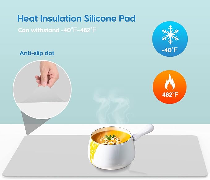 Extra Large Silicone Mat 35.3"x23.5"x0.08", Multipurpose Silicone Mat Thick Heat Resistant Mat Shipped Rolled Up Kitchen Counter Mat Nonslip Silicone Mats for Kitchen Counter Translucent