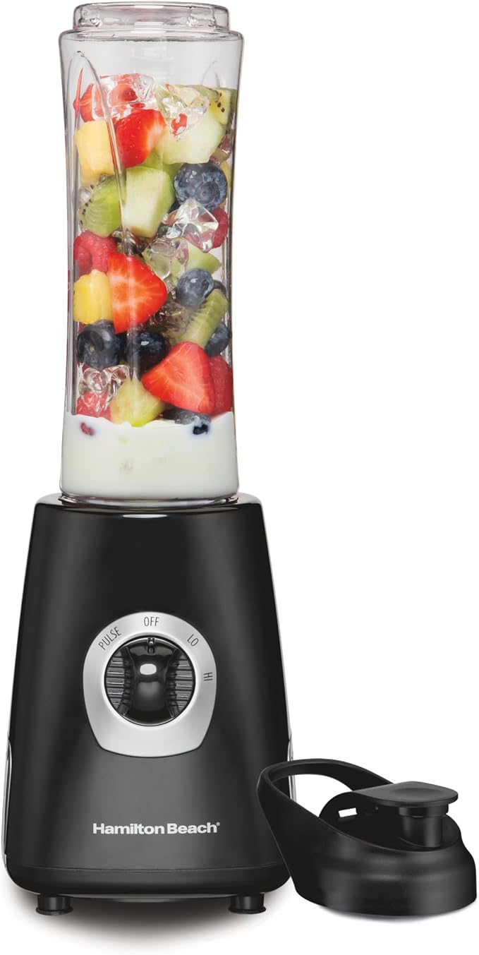 Hamilton Beach Go Sport Portable Blender For Smoothies | 20 oz. Personal Blender Jar | 600 Watt Motor & Stainless Steel Blades For Powerful Blending Performance | Black | 51143G