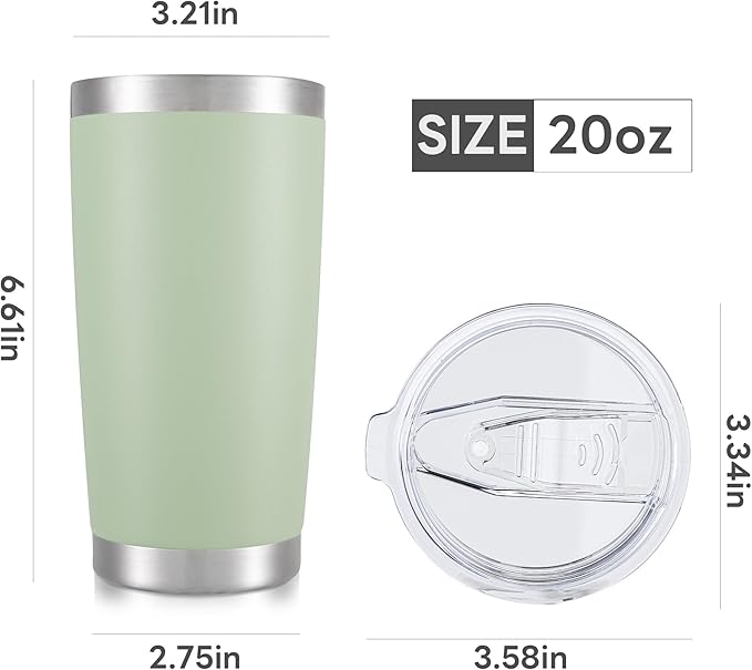20 oz Tumbler with Lid Stainless Steel Insulated Tumblers Cups Travel Mug | Double Wall Vacuum, Powder Coated, Keep Drinks Cold and Hot, Waterproof Lid, Fit of Car Cup Holders, Sagebrush Green