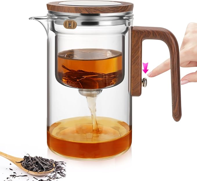 Enchanti Tea Pot, Glass Teapot with Infuser,Magnetic Loose Leaf Tea Steeper | Magic Teapot with Strainer for Water Separation, Loose Tea Infuser Diffuser, Tea maker with Handle,Gift Package, 20.3oz/600ml