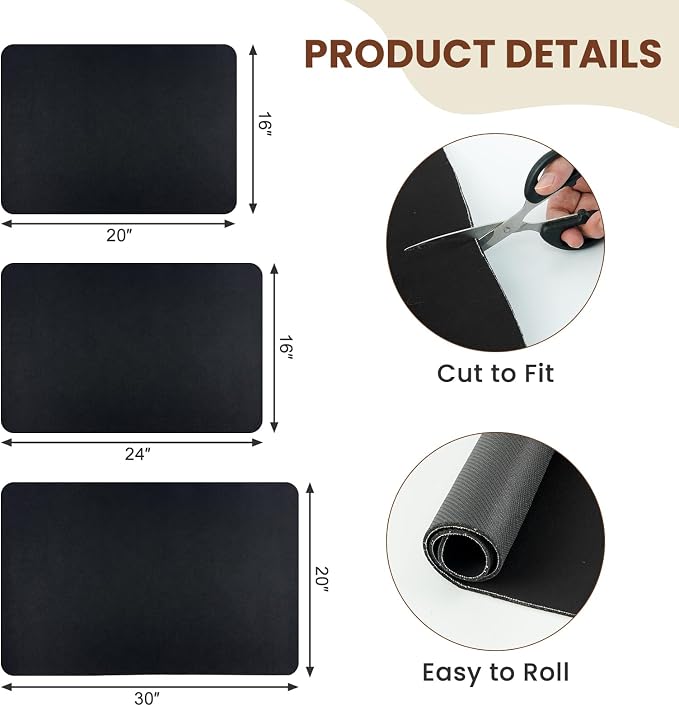 Coffee Mat Dish Drying,Non-Slip Easy Clean Sink Mat,Heat-resistant ,Fit Under Coffee Maker, Espresso Machine, Pot, Dish Rack (black, 16"x20")