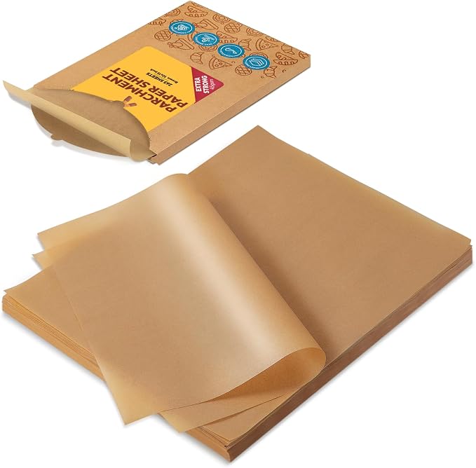 Katbite 265 Pcs Parchment Paper Baking Sheets, 10x15 Inch, Heavy Duty | Unbleached precut oil proof paper, ideal for steaming, cooking, baking bread and cakes, and wrapping food
