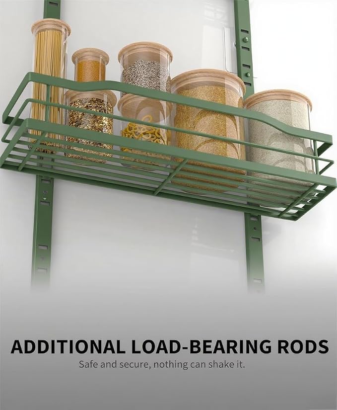 Moforoco Sage Green 9-Tier Over The Door Pantry Organizer, Pantry Organization and Storage, Black Hanging Basket Wall Spice Rack Seasoning Shelves