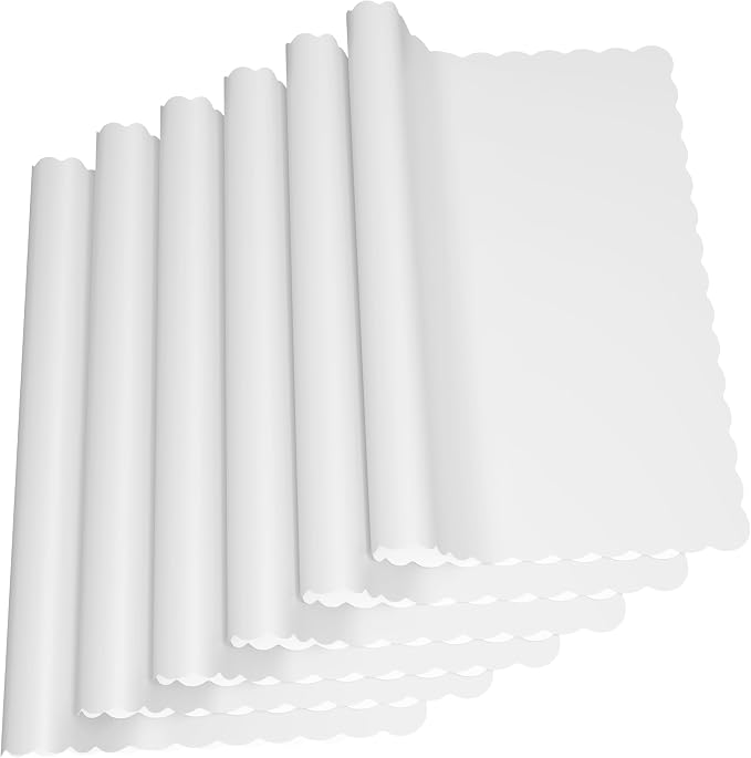 Paper Placemats - Disposable - Scalloped Edge (100, White)