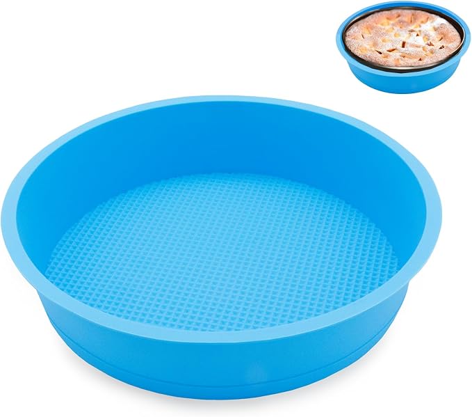 Cheesecake Pan Protector Silicone 9 Inch Cake Pan Springform Pan Protector Non-Stick BPA Free Cheesecake Water Bath Pan, Prevent Water from Entering the Spring Form Pan (Blue)