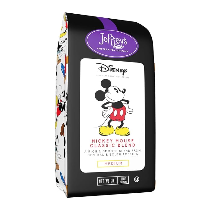Joffrey's Coffee - Disney Mickey Mouse Classic Blend | Artisan Medium Roast, Arabica Coffee Beans, Smooth & Rich Flavor, Brew or French Press (Whole Bean, 11 oz)