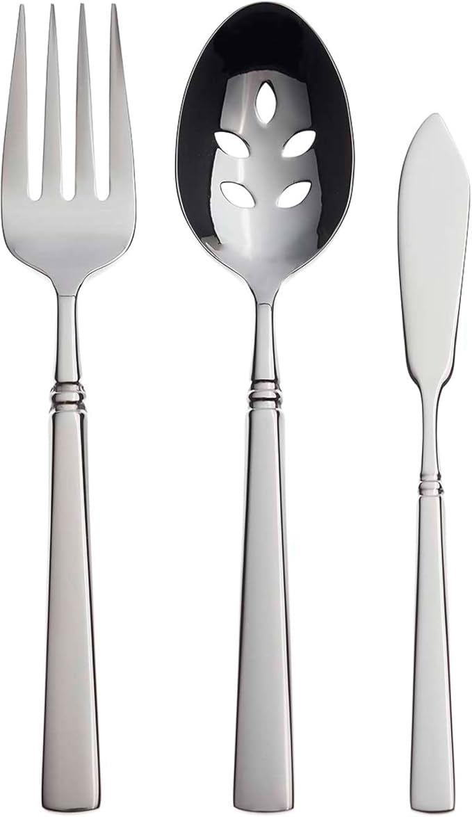 Oneida Easton 6-Piece Silverware Serving Set, Flatware | silver, dishwasher safe | heavy duty, cutlery set for kitchen and dining, serving utensil set, wedding silverware