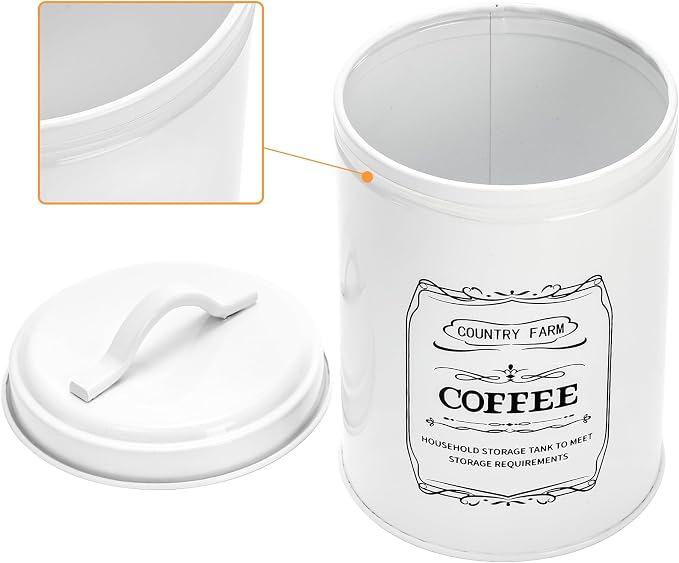 Set of 4 Kitchen Canisters with Airtight Lids, Coffee Tea Sugar Flour Tin Jars Nesting Food Storage Container Set for Farmhouse Decor, 4 Sizes