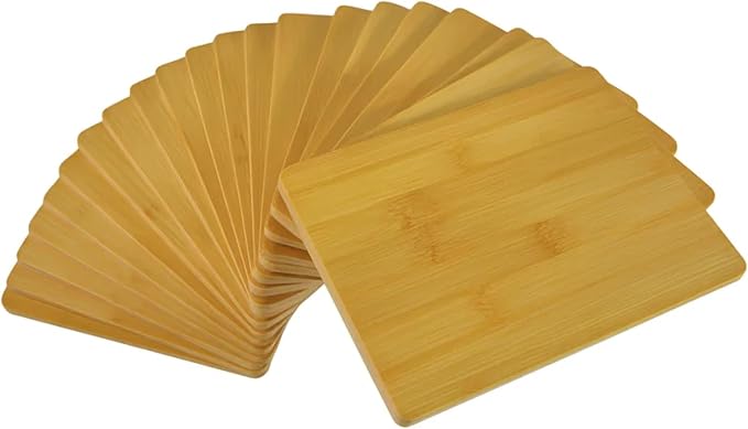 Set of 24, 8"X6" Bulk Wholesale Plain Blank Bamboo Cutting Boards, Mini Wood Charcuterie Platter, Serving Tray, Hot Mat for Customized, Personalized Engraving, Wall Art, Table Decor
