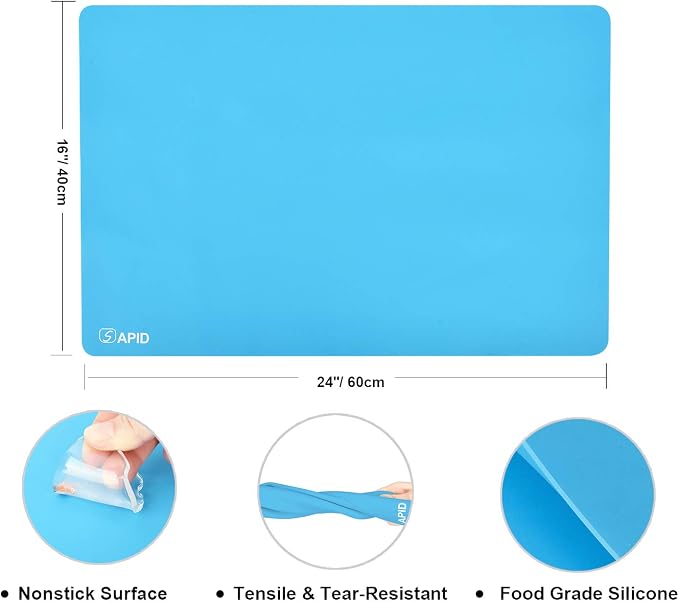 Sapid Large Silicone Sheet for Crafts Silicone Mat for Resin Art Painting | Extra Thick Jewelry Casting Mats, Nonstick Nonslip for Epoxy Resin, Art Painting, Heat-Resistant Counter Mat 15.7"x23.6" Blue
