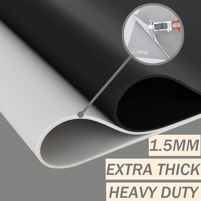 1.5MM Extra Thick Placemats Large Silicone Mat Heat Resistant Table Mat | 28" x 20" Kitchen Countertop Protector, Washable Place Mats Silicone Mats for Kitchen Counter Mat Table Mat, Grey, Sapid