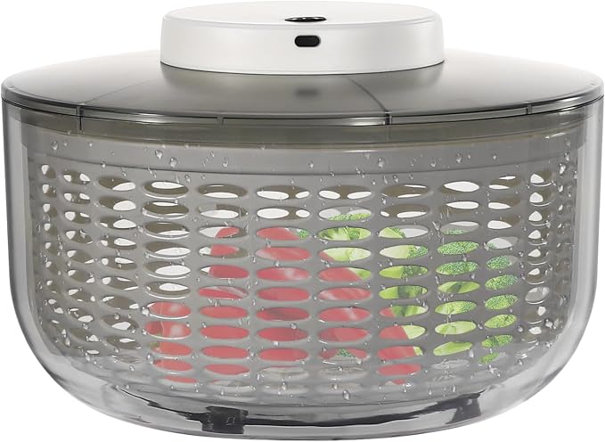 Electric Vegetable Dryer, 6L/6.34 Qt Electric Salad Spinner Small Salad Spinner with USB Cable & Battery Indicator & Draining Basket in Kitchens 10.24 x 5.91 Inch(D*H) (PP)