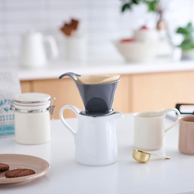 ZERO JAPAN - Bee House Pour Over Coffee Dripper - Ceramic Coffee Maker with Elegant Peek Hole, Drip Cone Brewer Coffee Gifts, Brewing Accessories - Steel Gray, Standard Size
