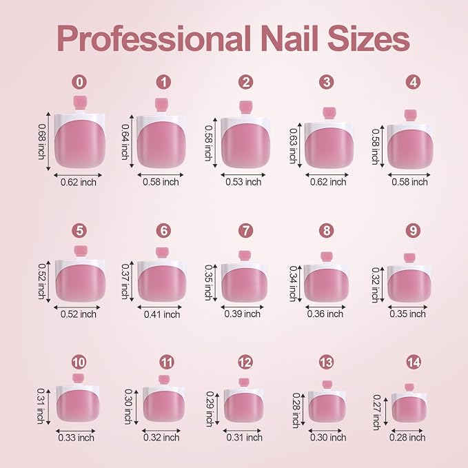 Misssix Press on Toenails Short, French Tip Toe Nails Square, Berry Pink | 150pcs Soft Gel False Toenail, Acrylic Soak off Fake Toe Nails for Women Nail Art DIY 15 Sizes
