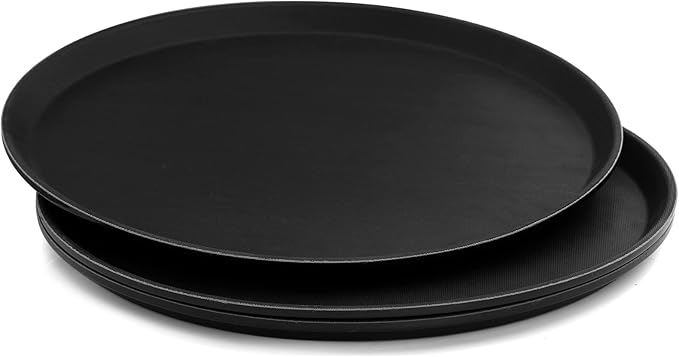 TOPZEA 3 Pack Large Restaurant Serving Tray, 16 Inch Plastic Round Server Tray, Non-Skid Bar Drink Trays Cafeteria Buffet Food Service Trays for Coffee Table, Hotel, Party