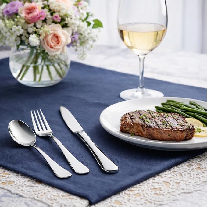 Silverware Set for 12, Stainless Steel Flatware Cutlery Set,Mirror Polished | Dishwasher Safe Tableware for Home, Kitchen, Wedding, Party and Everyday Dining, Durable, Easy to Clean and Service for 12