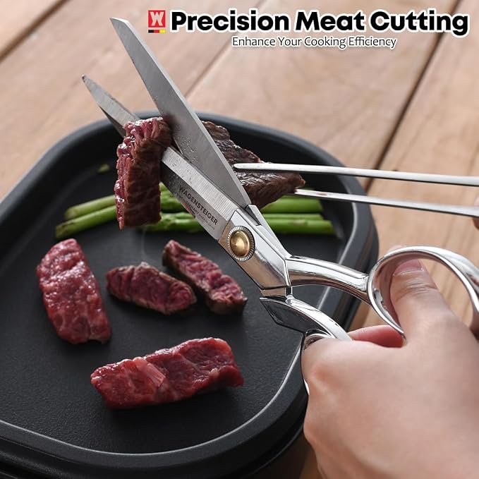 WAGENSTEIGER Stainless Steel Kitchen Scissors, Multi-Purpose Shears for Meat, Vegetables, Poultry & Seafood, Razor-Sharp Blades, Ergonomic Grip, Herb Stripper, Dishwasher Safe (Food Scissors 1601)
