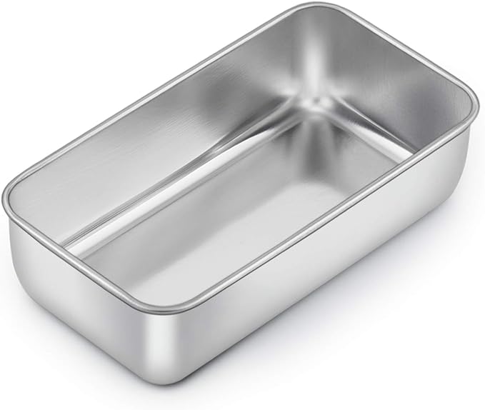 E-far Loaf Pan for Baking Bread, 9 x 5 Inch Stainless Steel Bread Pan | Non-Toxic Bread Tins for Homemade Banana Cake Meatloaf Brownies, Healthy & Easy Release, Dishwasher Safe