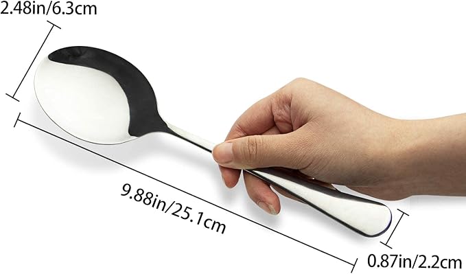 AOOSY Serving Spoons, 6 Pcs X-Large 9.8 In Stainless Steel Serving Spoon | Catering Spoons, Tablespoons for Buffet Banquet Flatware Kitchen Basics, Solid Serving Utensils