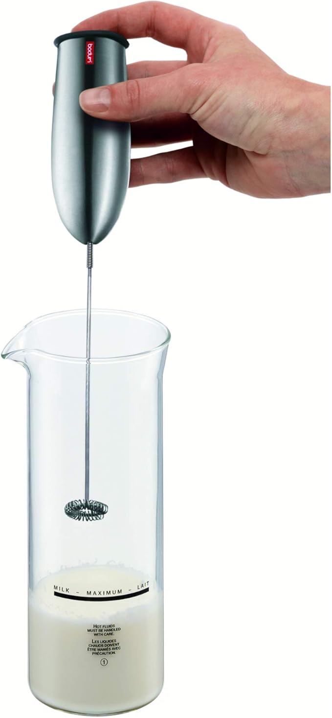 Bodum Schiuma Battery Operated Milk Frother for Coffee, Lattes, Hot Chocolate, Mocha, Cappuccino, Black