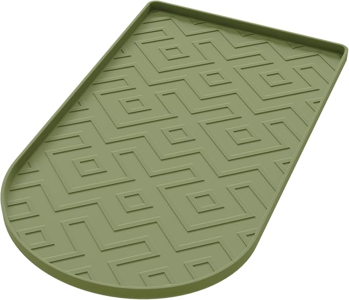 Silicone Coffee Mat,15.8"x 11.8"in Bar Mat for Countertop,Heat-Resistant,Non-Slip,Leak-Proof,Fit for Coffee Maker/Espresso Machine-Green