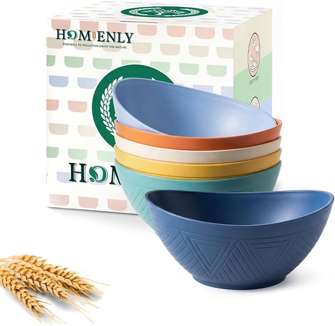 Wheat Straw Bowls 10 OZ Small Serving Bowls Unbreakable Dessert Bowls for Kitchen, Camping, RV, Party, Unbreakable Mini Oval Bowls for Ice Cream Microwave and Dishwasher Safe (6 PCS Multi)