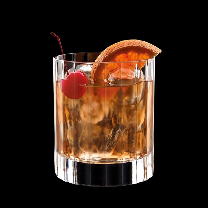 Luigi Bormioli Bach Double Old-Fashioned Glass, 11.25 Oz - Clear, Set of 4 | Durable Lead-Free Crystal Glasses for Whiskey, Cocktails, Spirits & Home Bar Use, Titanium Reinforced Design, Dishwasher Safe