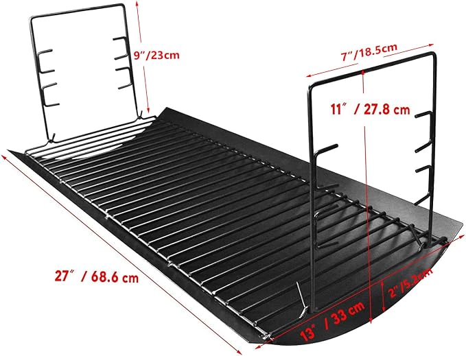 27" Ash Pan for Char-Griller 1224 1324 2121 2222 2727 2828 2929, Char Griller Replacement Parts Charcoal Tray for Grill, Chargriller Parts Replacement Fire Grate Hanger, Fits Char-Broil 17302056