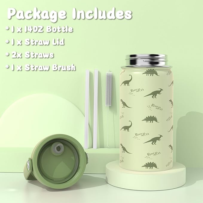 Bento Lunch Box for Kids Adult, Leakproof 3-4 Compartment Bento Box Set with Insulated Food Jar,Water Bottle, Lunch Bag, School Lunch Container for Toddler Teen Girls Boys Ages 3+(Dinosaur)