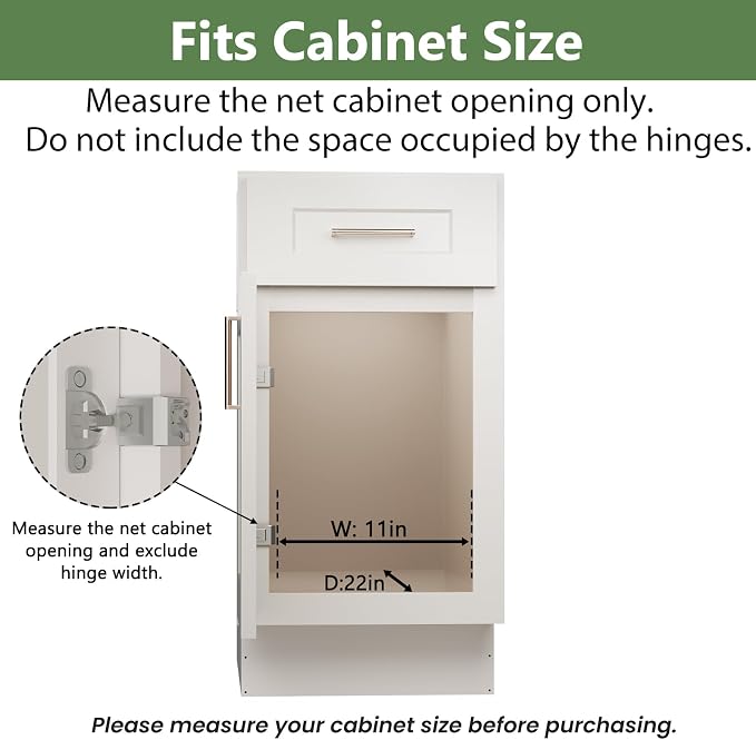 Pull Out Cabinet Organizer 10½" W x 21½" D, Heavy Duty Cabinet Pull Out Shelves, Slide Out Drawers Organization for Kitchen Cabinets Bathroom