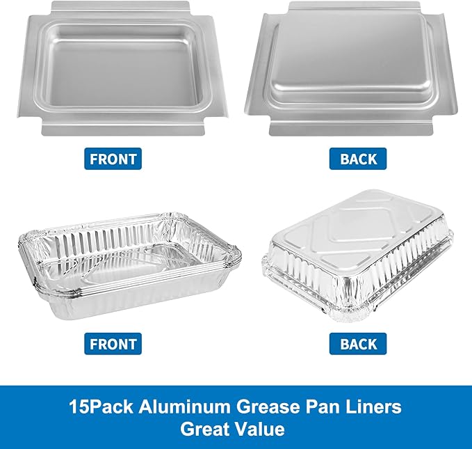 Uniflasy 80346 Catch Pan for Weber Q1200 Q1000 Grill Grease Drip Pan | Includes Grease Tray and 15-pack aluminum liners; fits Weber Q100 Q120 Q140 Q1400 grills, replaces 41887 6415