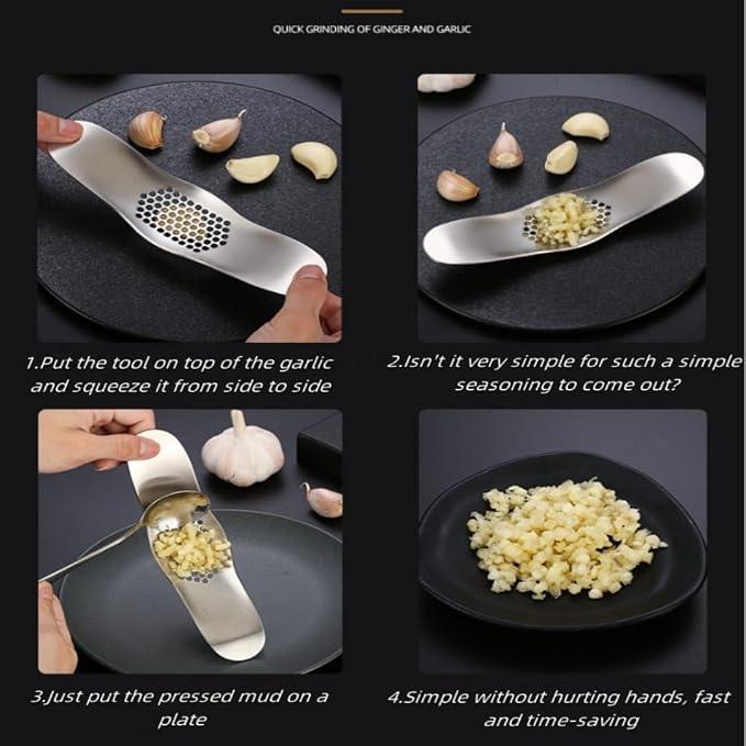 Garlic Rocker Crusher Mincer Press Dishwasher Safe, Stainless Steel