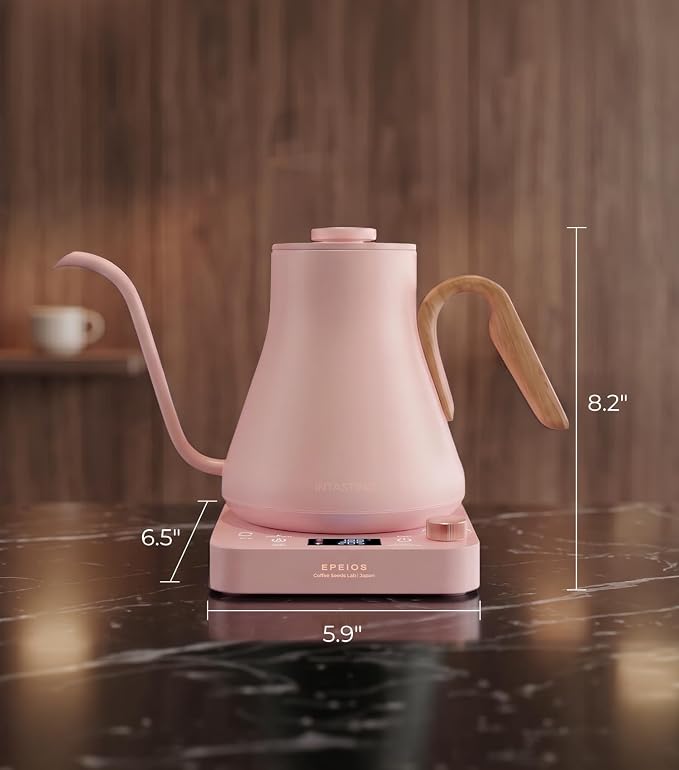 Epeios Gooseneck Electric Kettle with Temperature Control,1200W,0.9L,Pink | Rapid Heating, Precision Pour-Over for Coffee & Tea,Smart Hot water Boiler, 304 Stainless Steel Interior, Auto Shut-Off