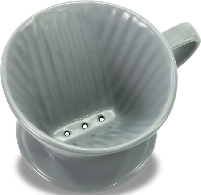 Pour Over Ceramic, Coffee Dripper Ceramic Coffee Maker,Grey | 3 Holes Flat Bottom, Porcelain Slow Filter Cone for Travel, Camping, Office, Home, Coffee Maker Brew