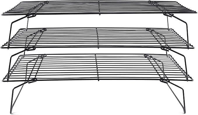 Cooling Rack, 3-Tier Stainless Steel Stackable Baking Cooking Cooling Racks for Cooling Roasting Grilling, Collapsible & Heavy Duty, Oven & Dishwasher Safe