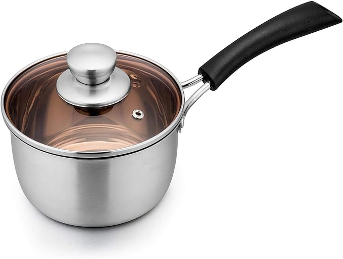 TeamFar 1 Quart Saucepan, Stainless Steel Saucepan with Lid | Small Sauce Pot Milk Pan Cookware for Home Cooking, Non Toxic & Healthy, Easy Clean & Dishwasher Safe