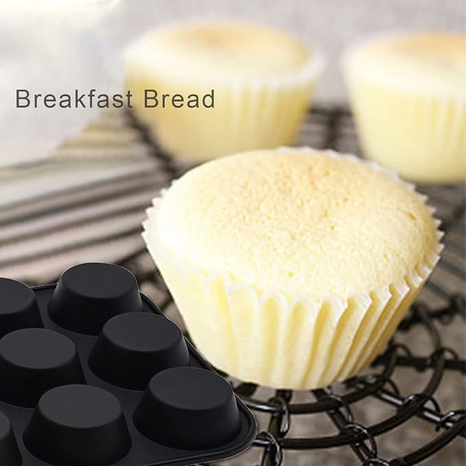 Silicone Muffin Pan Set,2 Pcs 2.8" 12 Cups Egg Bite Mold,Non-Stick,Easy Release,For Egg Muffins, Cupcakes, Large Muffins,Pizza Muffins,Cheesecakes(Black + Red)